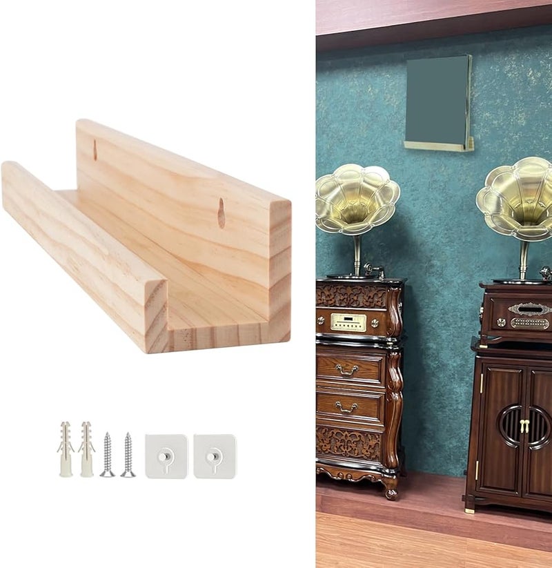 Wooden Vinyl Record Display Stand Wall Mount Shelf For Album Storage - Image 2